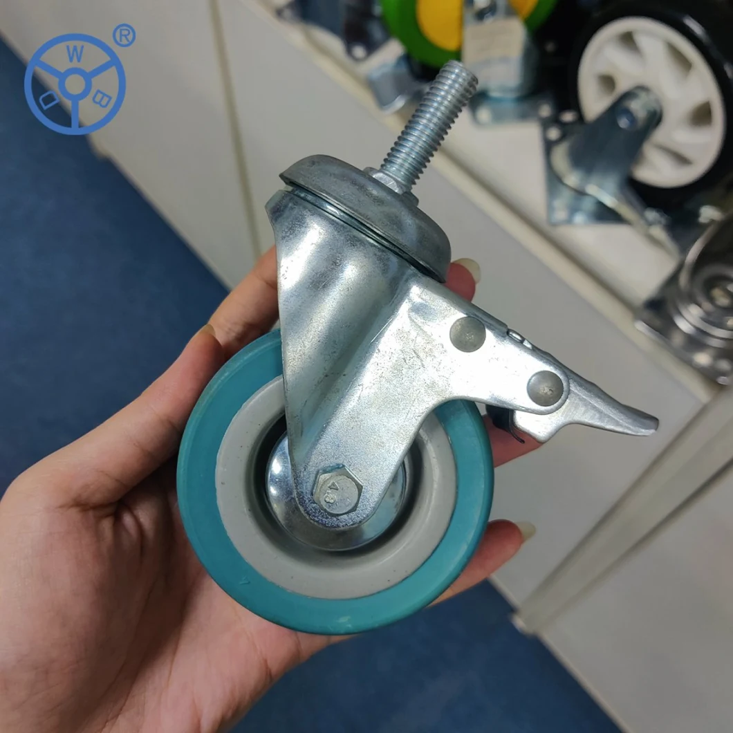 Wbd Factory Customization Threaded Stem Special PVC Caster Wheels Industrial Plain Bearing Light Duty Caster 2 3 4 5 Inch