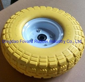 Factory Price Multi Colors 4.10/3.50-4 PU Solid Foam Wheelbarrow Wheel with Steel Rim for Hand Trolley, Tool Cart