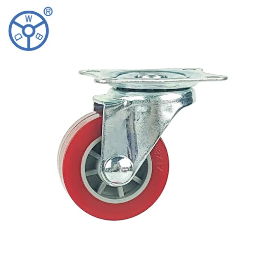 Light Duty Castor Red Swivel Caster PU Wheels Industrial PP Core Pivoting Casters 25/30/40/50/65/75mm