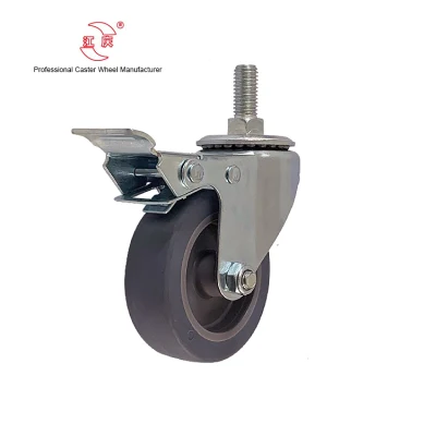 Jq Caster 75mm TPR Wheel Medical Handcart Caster with Double Brake