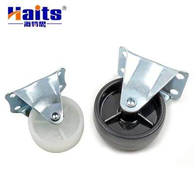 European Industrial Total Lock Brake Threaded Stem Caster with Rubber Castor Wheel Fixed Type