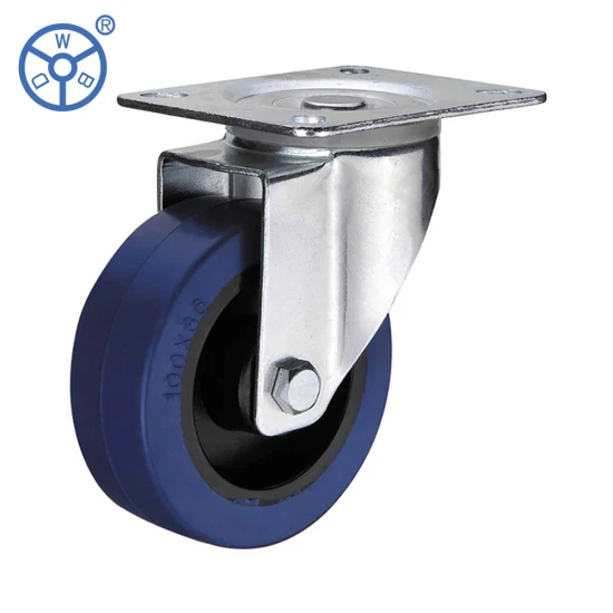 European Type Blue Rubber Solid Wheel Industrial Caster